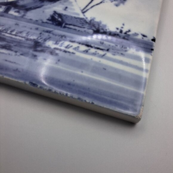 Holland Blue Tile Coaster Windmill Bartelts Rotterdam Square Dutch Vintage - Picture 2 of 7